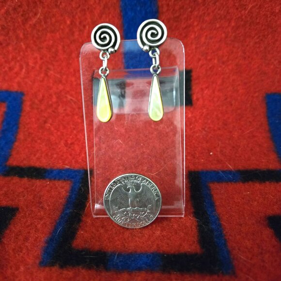 Golden Mother of Pearl Earrings - Picture 4 of 4